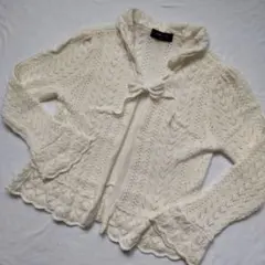 COMME CA ISM アイボリーレース カーディガン 130A