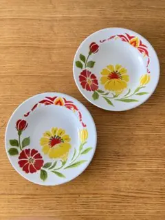 Thailand食器類 昭和レトロ 飾り皿 ラビットブランド タイのレトロホーロー 花柄飾り皿