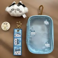 ちいかわ ハチワレ 中が見えるポーチ　うさぎ　缶バッチミラー　モモンガ　がま口のサムネイル
