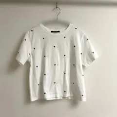 one way ハート刺繍Tシャツ ホワイト Fサイズ