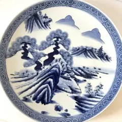 【新品】【有田焼】青白磁の山水風景　中深皿　なます皿　5個セット 新品】【有田焼】青白磁の山水風景 中深皿 なます皿 5個セット