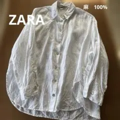 ZARA リネンシャツ　白　Mサイズ