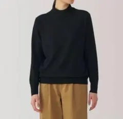 無印良品 洗えるウールハイゲージハイネックセーター Ｌ 黒