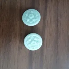 ミントグリーン 花柄 ヴィンテージボタン 2個セット