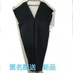 ダークグレー Vネック ワンピース　しまむら シャーリングワンピース