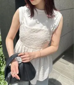 A part by ジャガードキャミ2Pセット ノースリーブ タンクトップ 白のサムネイル