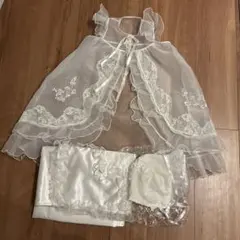 ホワイトフリルベビードレス　ぼうし　おくるみ　セット　セレモニー