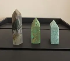 天然石タワー②ピンクオパールモリオンクレージーレースフェザーフロー