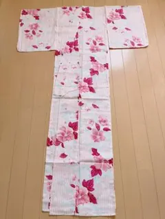 花柄 浴衣 ピンク ストライプのサムネイル