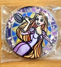 ディズニー ステンドグラス風 缶バッジ ラプンツェル 金バッチ