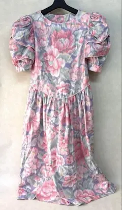 Lanz originals アメリカンビンテージ花柄パフスリーブロングドレス