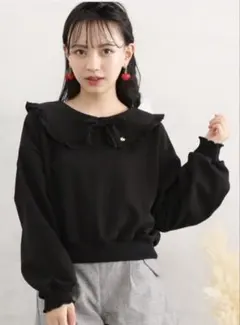 ピンクハント　フリル付き襟 ブラックワンピース セットアップ　130 スカート