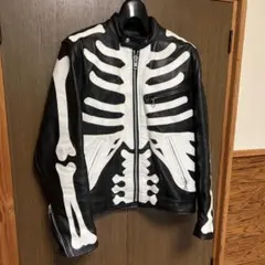 値下げ　Vanson スケルトンプリント レザージャケット 44 Vanson スケルトンプリント レザージャケット 44 - メルカリ