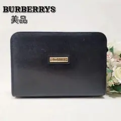 美品☆BURBERRYS☆本革セカンドバッグクラッチバッグノバチェックイタリア製