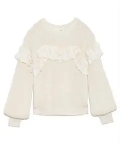 Lily Brown フリル付きホワイトニット