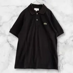 ラコステ半袖ポロシャツ　鹿の子　刺繍ロゴ　ブラック　US（S）
