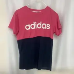 adidas ロゴ入り 半袖Tシャツ ピンク/ネイビー