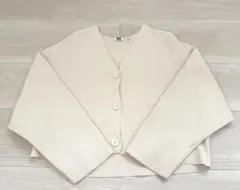 【UNIQLO U】ミラノリブショートVネックカーディガン（長袖）　オフホワイト