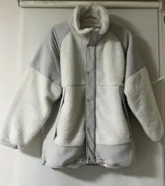 ニコアンド　切り替えボアジャケット　フリースジャケット　L 白　ベージュ