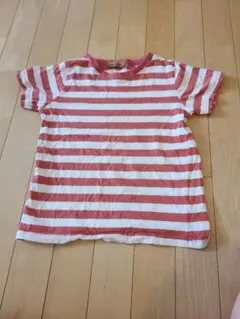 赤と白のストライプ 半袖Tシャツ130cm