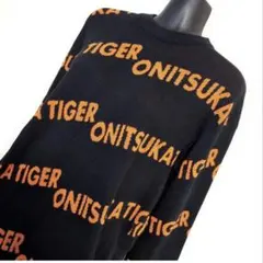 ONITSUKA TIGER ロゴニットワンピース 黒 レディースL相当