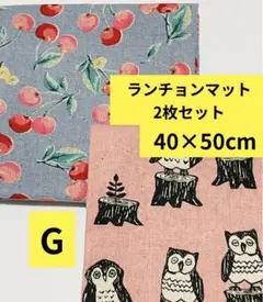 ランチョンマット　G 2枚セット　40×50 学校　給食　さくらんぼ　小学校