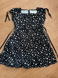 KUMIKYOKU 黒白水玉ノースリーブワンピース M （110〜120㎝）