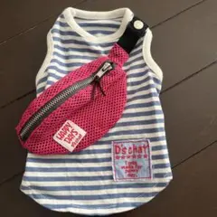 お値下げDschat ストライプ犬服 ピンクポケット付き