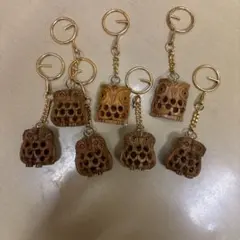 フクロウの木製キーホルダー7個セット