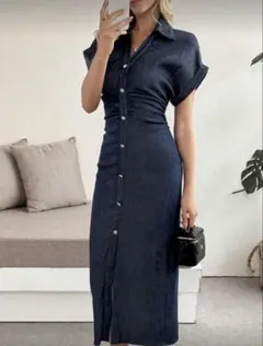 ZARA風デニム♡シャツワンピース♡L