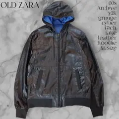 00s OLD ZARA FakeLeatherHoodie y2k cyber