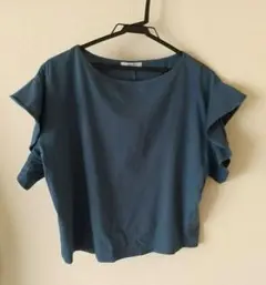 OPAQUE.CLIP　フリル袖　半袖Tシャツ　ブルー系　36/Sのサムネイル