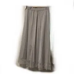 チュールスカート ラメ グレー シルバー ロングスカート LL 大きめサイズ