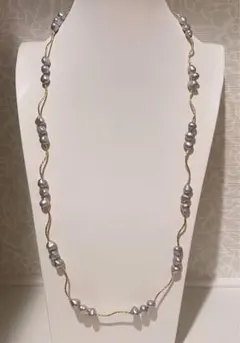 バロック真珠　グレーパール　ステーションロングネックレス