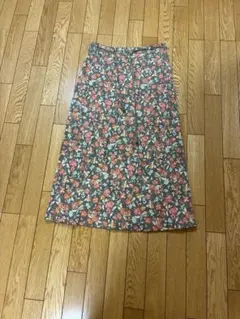 ローラアシュレイ✨美ブルー花柄プリントロングスカート 7号