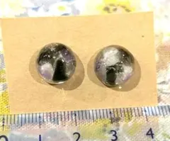 天然石のピアス　黒水晶　アメジスト