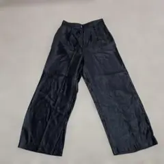 ブラック ワイドパンツ ウエストゴム　ラメ