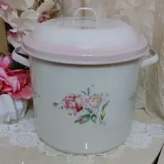 イマン ホーロー プリンセスローズ グリーン トラッシュ缶 ダスト缶