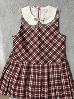 赤と白のチェック柄ワンピース