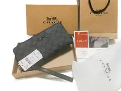 新品未使用 タグ付 COACH コーチ 長財布 CW778 チャコール×ブラック