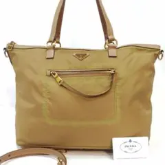 【美品】プラダ トートバッグ 2way レザー×ナイロン A4可 ギャラ付