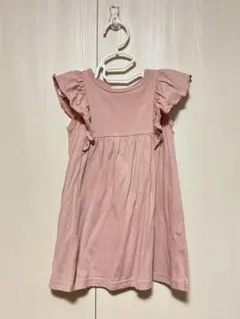 【未着用】ブランシェス フリル付きピンクワンピース 90