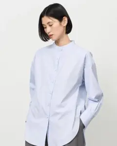 SOÉJU ソージュ バンドカラーロングシャツ ストライプ 黒×白 F - メルカリ
