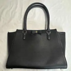 LESMUES リクルート　ビジネス　リボン付き黒トートバッグカバン ブラック黒