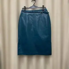 ★《POLAディニュー》ターコイズ ベルト付き 本革タイトスカート　11 レトロ