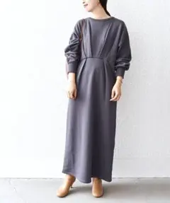 シップス オーガニックコットン ワンピース　チャコールグレー　手洗い可能