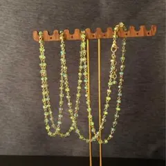 輝き過ぎにご注意ください ロングネックレス ガラスビーズ キラキラ過ぎ 032