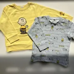 キッズ　チャーリー・ブラウン＆スヌーピー長袖カットソー100センチ2枚セット