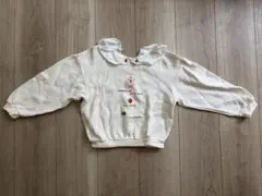 襟付き 刺繍入り トレーナー ホワイト