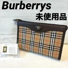 【未使用】バーバリー ノバチェック シャドーホース ホースロゴ クラッチバッグ